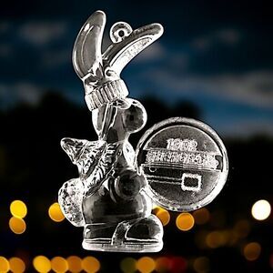 Energizer Bunny Ornament Vtg 1992 Christmas Clear Acrylic Promo Advertising.